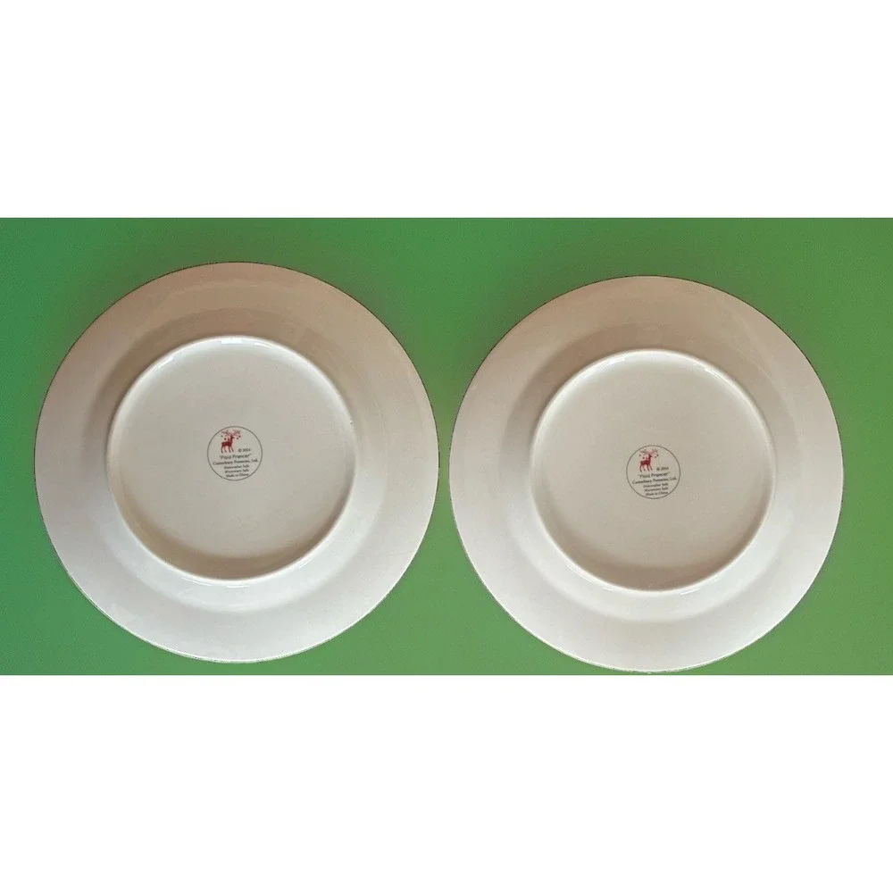 2 Canterbury Potteries Red Plaid Prancer 10.25